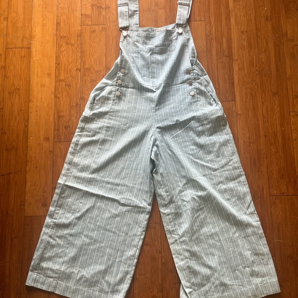 Striped Wide-Leg Overalls